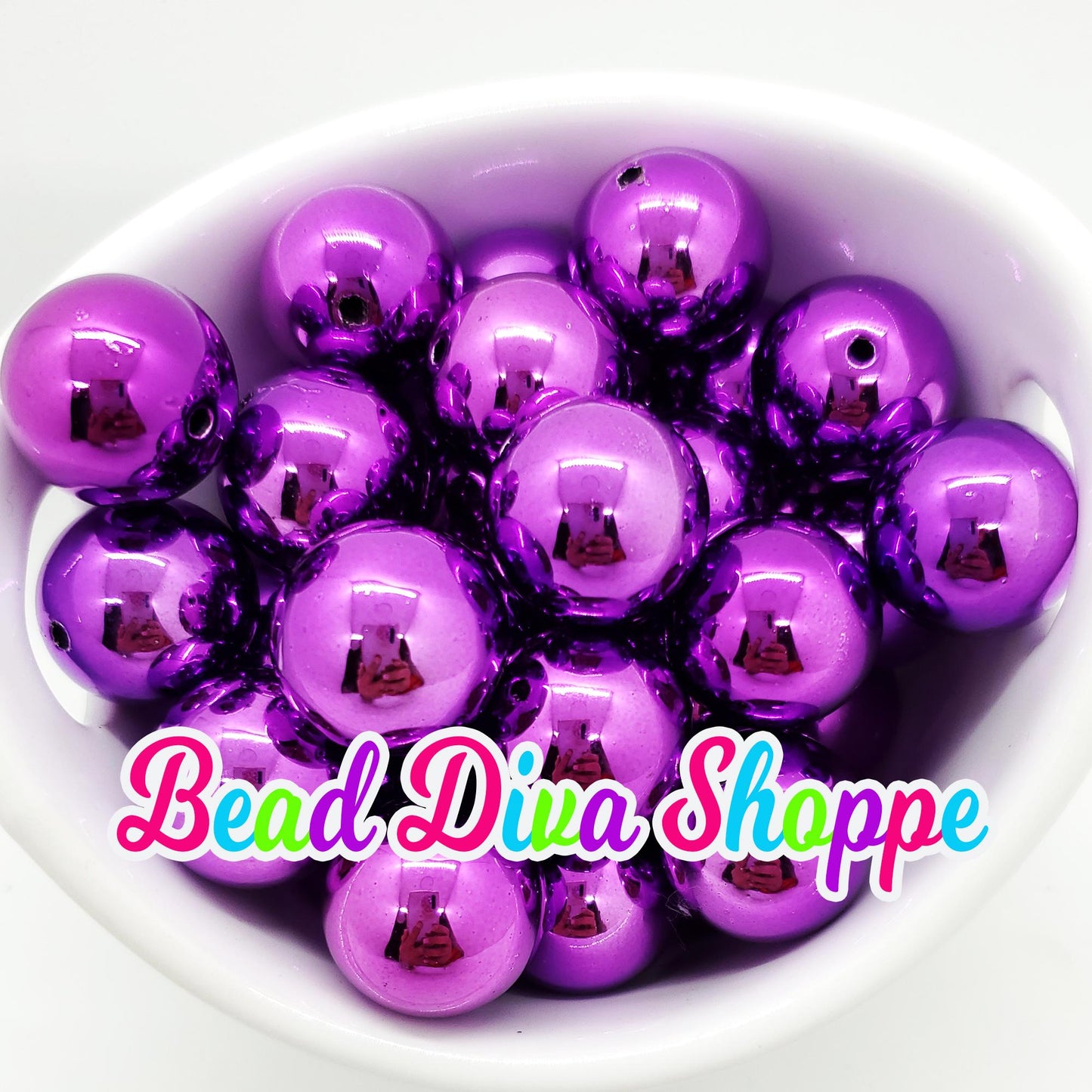 20mm - PURPLE - Shiny Beads - Bubblegum - Round Acrylic Beads for Diy and Jewelry Making Supplies