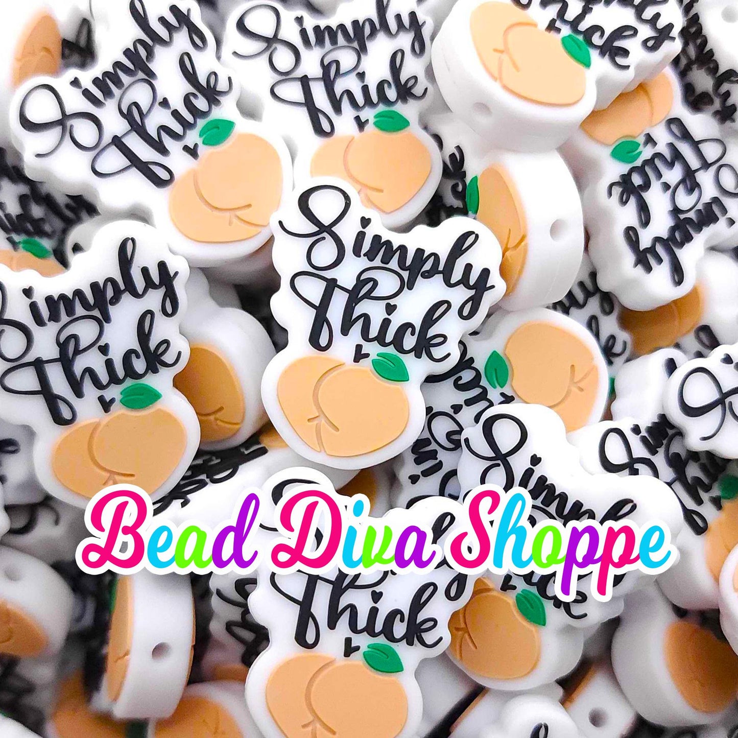 Set of 2 - 30mm x 25mm - SIMPLY THICK - Focal Beads - DIY Jewelry Making - Beaded Pens - Keychains - Bracelets