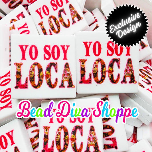 EXCLUSIVE - Set of 2 - 28mmX28mm - Yo SOY LOCA - Sugar skulls - Focal Beads - Diy Jewelry Making - Beaded Pens - Keychains - Bracelets