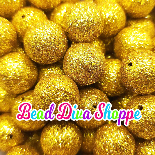 20mm - YELLOW GLITTER DUST Beads - Acrylic Beads for Diy - Jewelry Making Supplies - Keychains - Beaded Pens