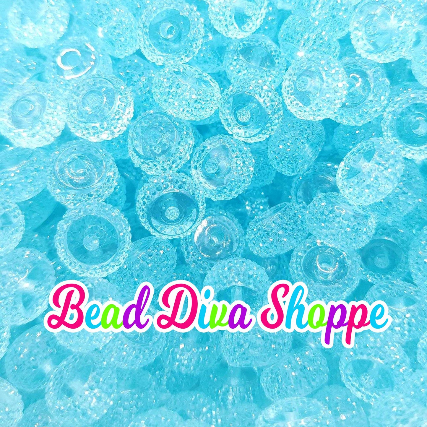 12mm - SET of 10 - LIGHT BLUE - Rhinestone Rondelle Crystal Round Loose Spacer Beads