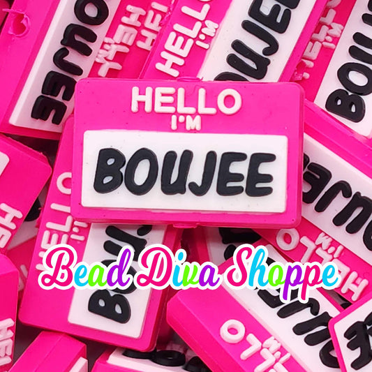 Set of 2 - 28mm x 18mm - HELLO I'M BOUJEE - Focal Beads - Diy Jewelry Making - Beaded Pens - Keychains - Bracelets