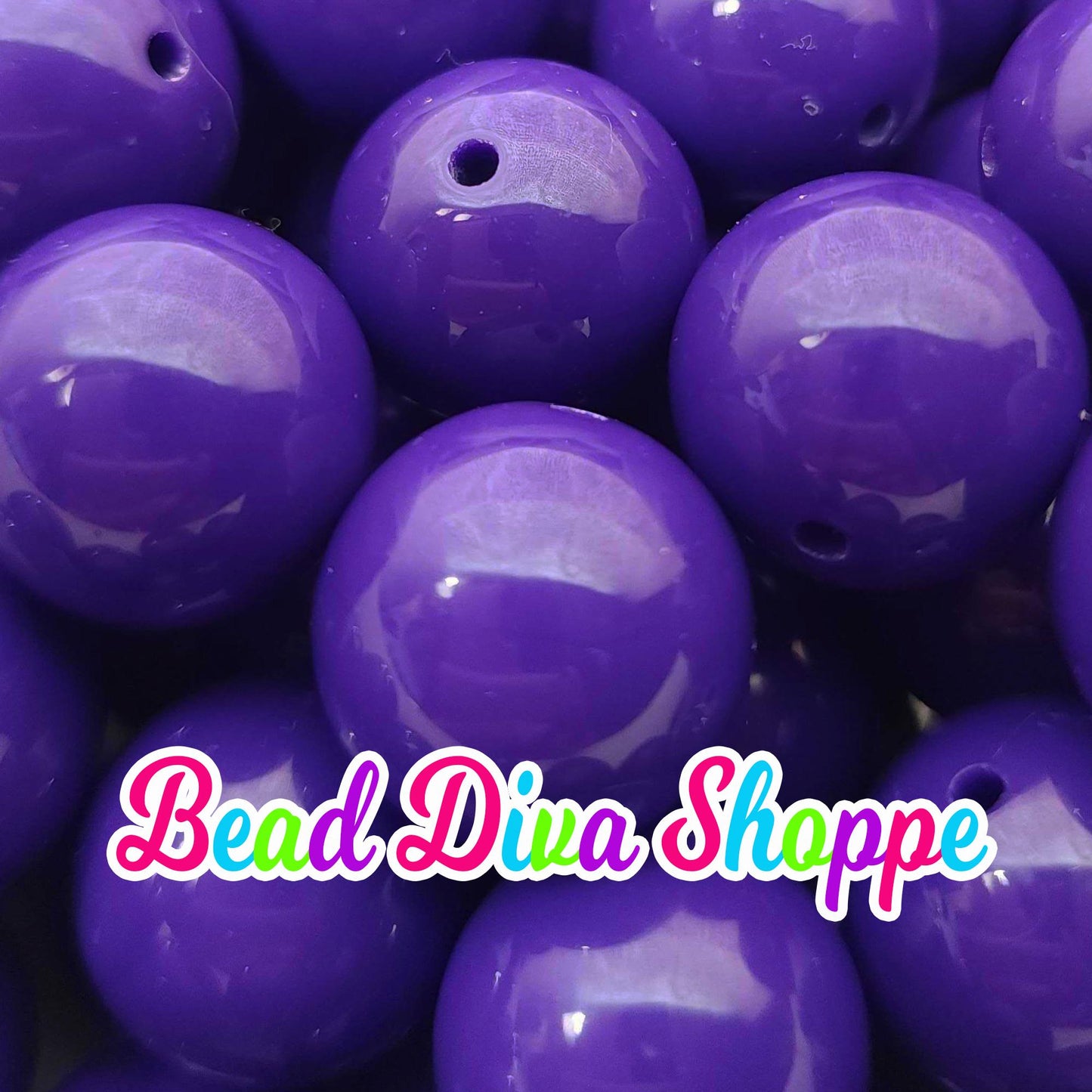 20mm - PURPLE - Solid Beads - Bubblegum - Round Acrylic Beads for Diy and Jewelry Making Supplies