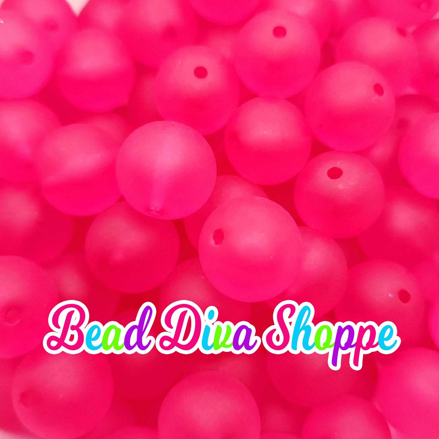 20mm - HOT PINK - Transparent Matte Solid Beads - Acrylic Beads for Diy - Jewelry Making Supplies - Keychains - Beaded Pens