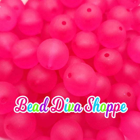 20mm - HOT PINK - Transparent Matte Solid Beads - Acrylic Beads for Diy - Jewelry Making Supplies - Keychains - Beaded Pens