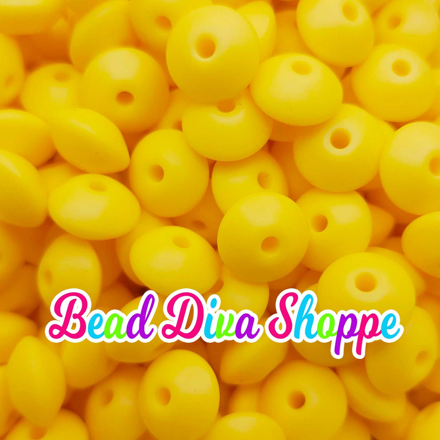 Set of 20 - BRIGHT YELLOW - 12mm Silicone Lentil Beads - DIY Jewelry Making - Beaded Pens - Keychains - Bracelets