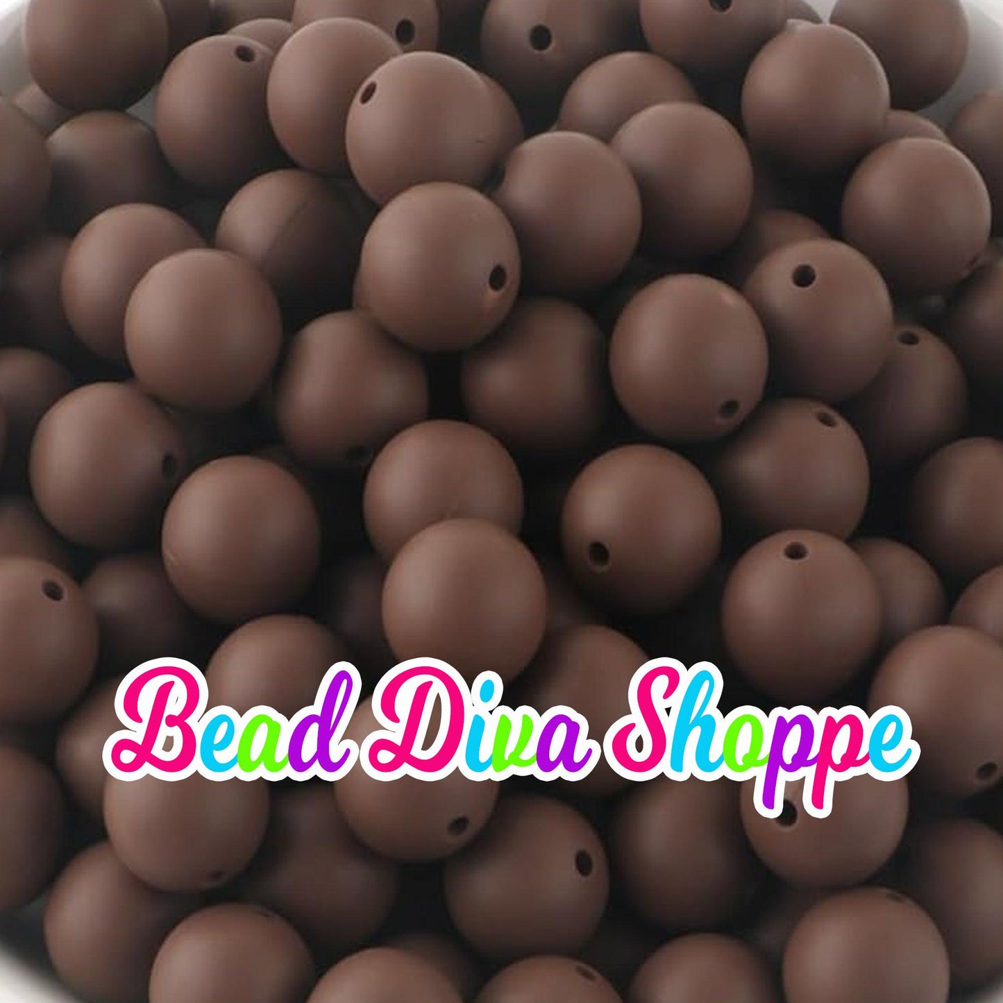 Set of 10 - 15mm - SOLID - CHOCOLATE BROWN - Silicone Beads - Diy Jewelry Making - Beaded Pens - Keychains - Bracelets