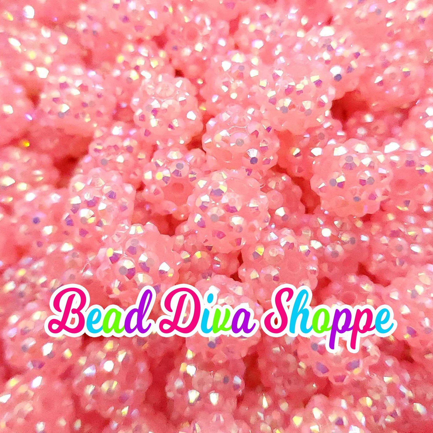 12mm - Set of 10 - PINK AB RHINESTONE Beads - Bubblegum - Rhinestone - Acrylic Beads for Diy and Jewelry Making Supplies