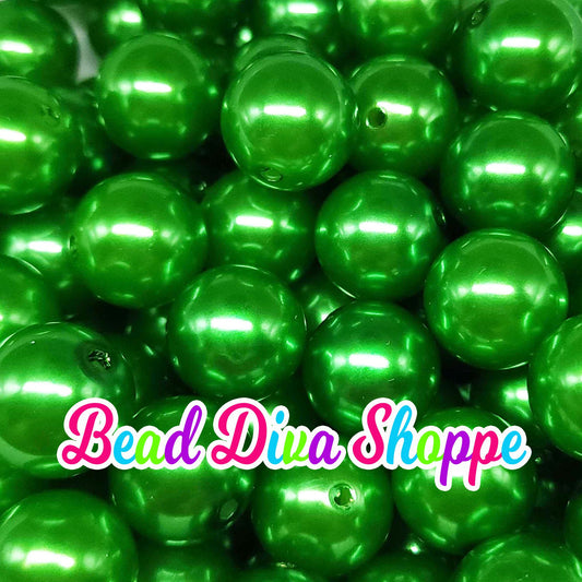 20mm - GREEN - Pearl Chunky Bubblegum Beads - Round Acrylic Beads for Diy and Jewelry Making Supplies