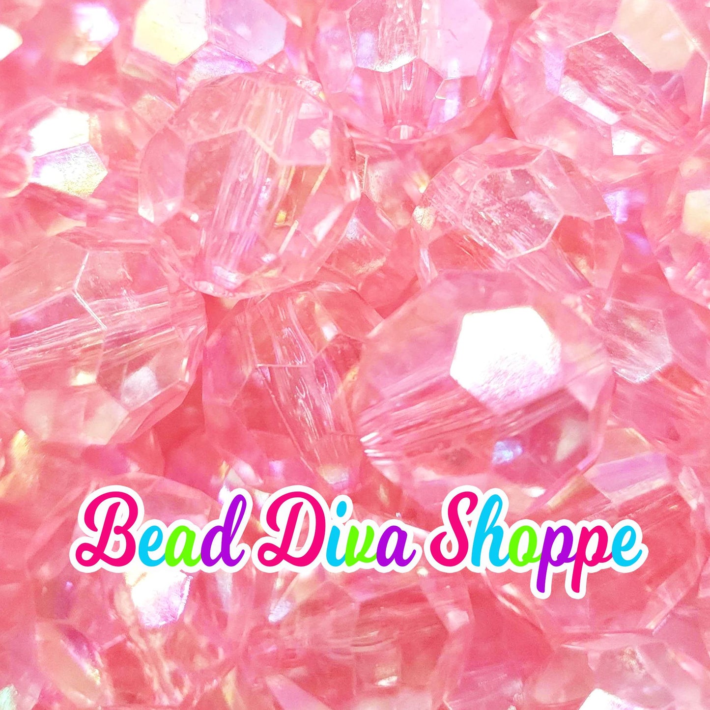 20mm - PINK AB- Faceted Beads - Transparent Faceted Rondelle Beads for Diy and Jewelry Making Supplies