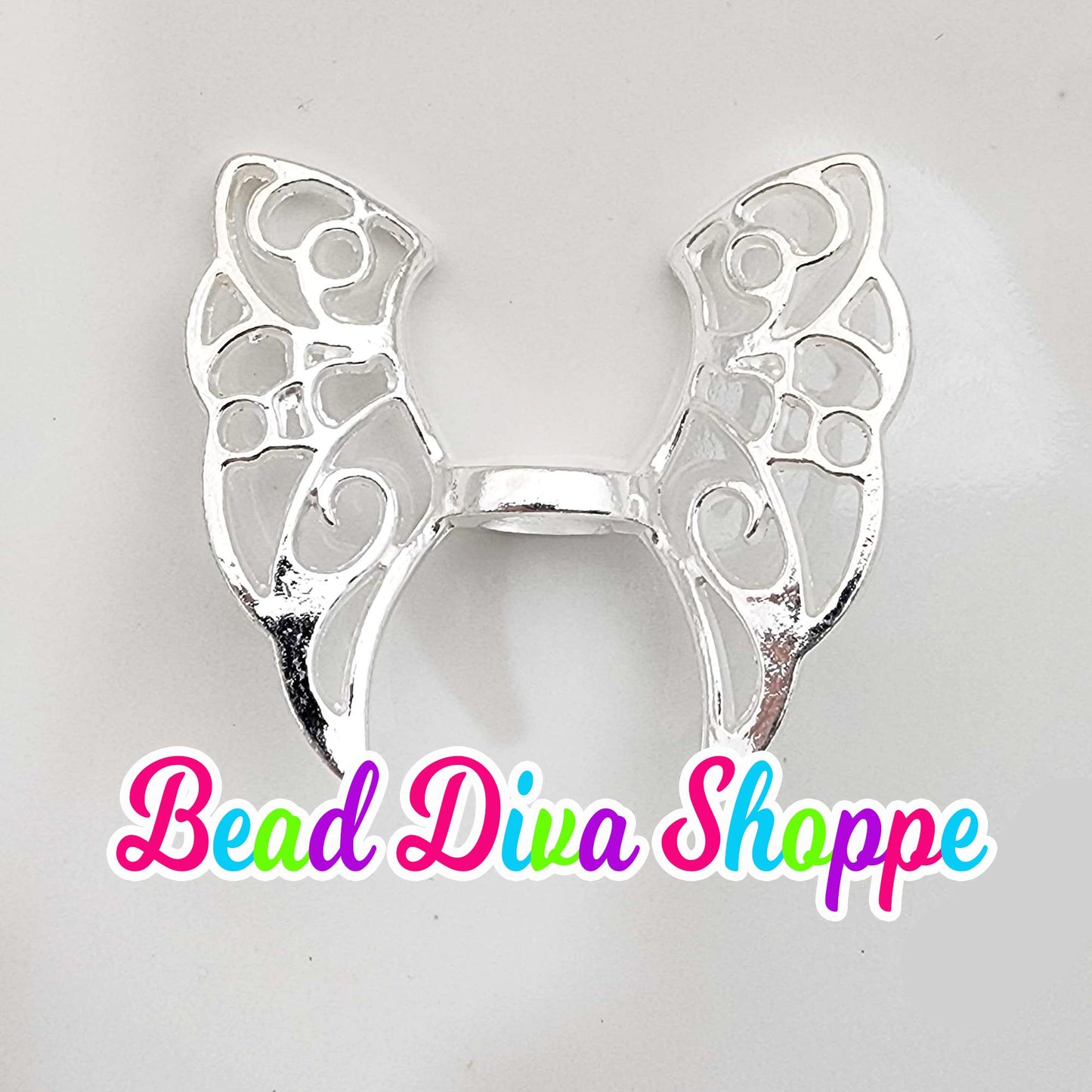 Set of 2 - 43mmX37mm - ANGEL WINGS - Metal Pen Topper - Keychains - Diy - Charms