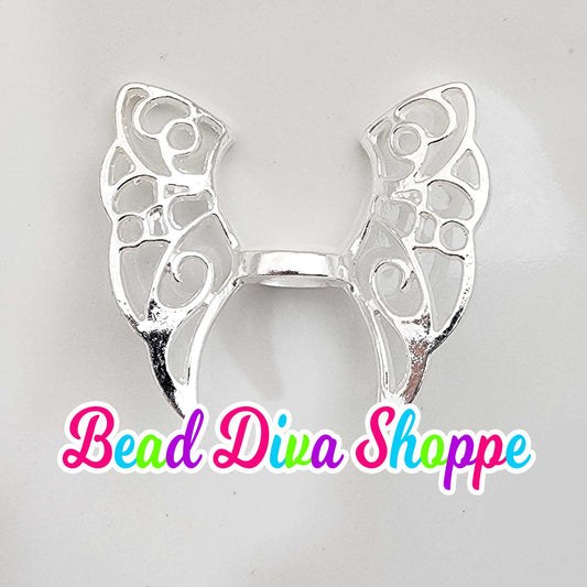 Set of 2 - 43mmX37mm - ANGEL WINGS - Metal Pen Topper - Keychains - Diy - Charms