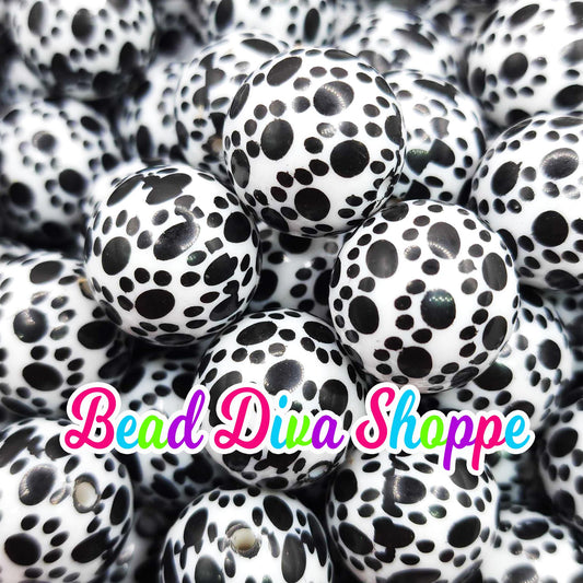 20mm - PUPPY PAWS - Acrylic Beads- Bubblegum - Round Acrylic Beads for Diy and Jewelry Making Supplies