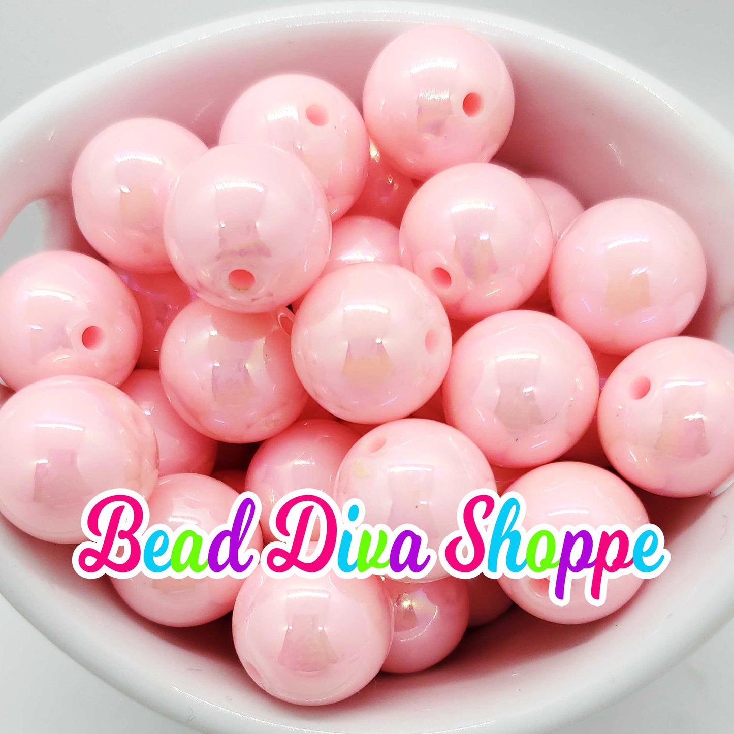 20mm - BUBBLEGUM PINK AB - Solid Beads - Bubblegum - Round Acrylic Beads for Diy and Jewelry Making Supplies
