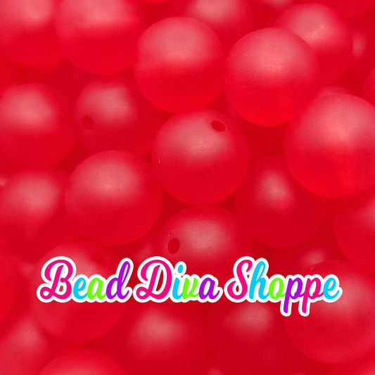 20mm - RED - Transparent Matte Solid Beads - Acrylic Beads for Diy - Jewelry Making Supplies - Keychains - Beaded Pens