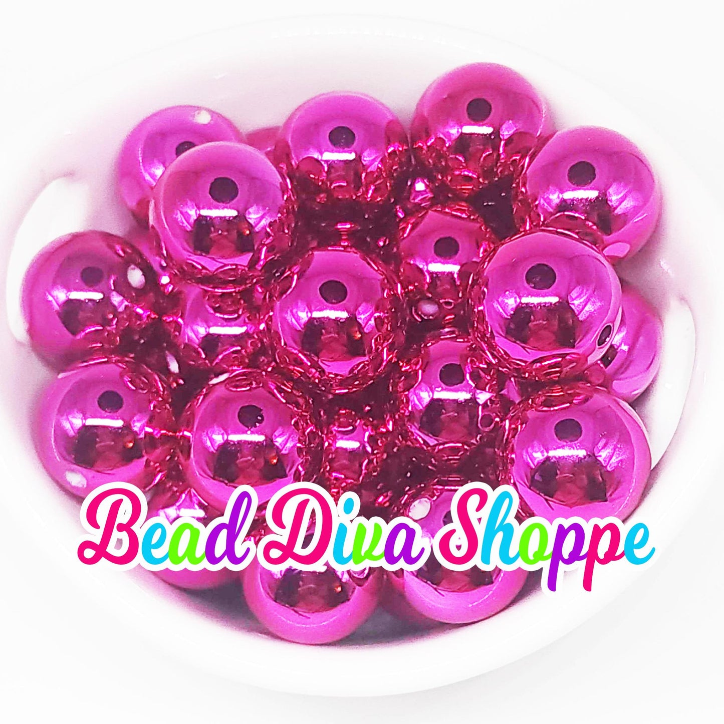 20mm - HOT PINK - Shiny Beads - Bubblegum - Round Acrylic Beads for Diy and Jewelry Making Supplies
