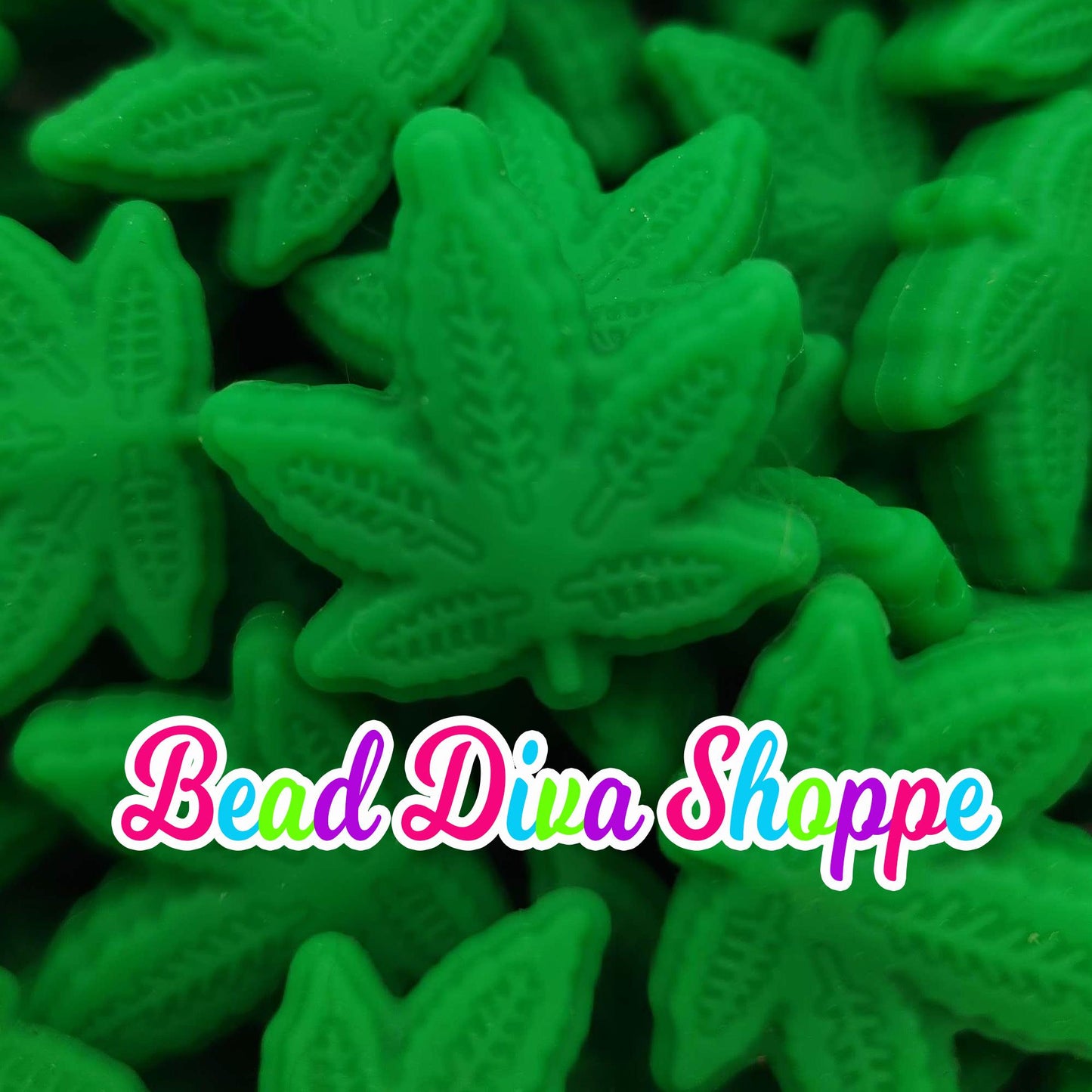 Set of 2 - 25mm x 25mm - WEED LEAF - Focal Beads - Diy Jewelry Making - Beaded Pens - Keychains - Bracelets