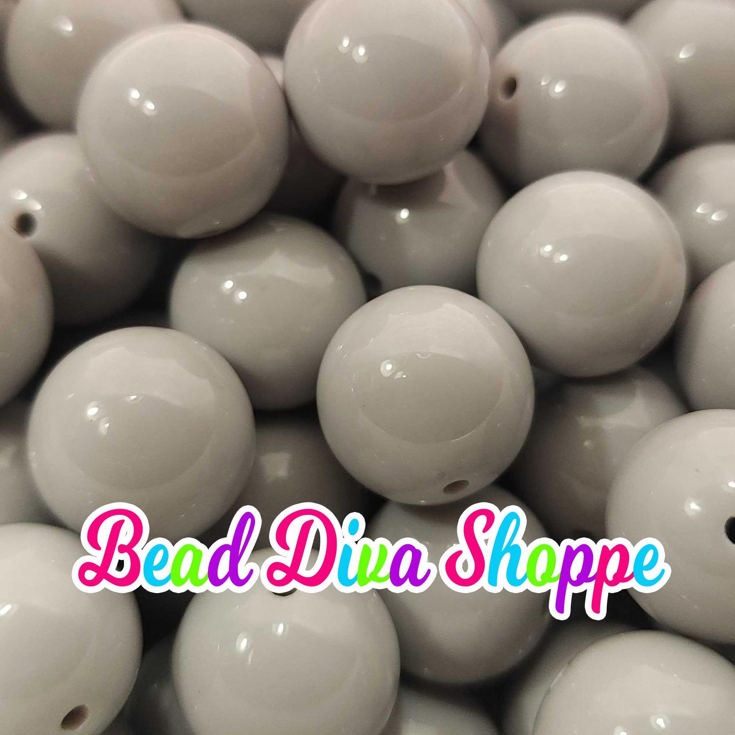 20mm - GRAY - Solid Beads - Bubblegum - Round Acrylic Beads for Diy and Jewelry Making Supplies