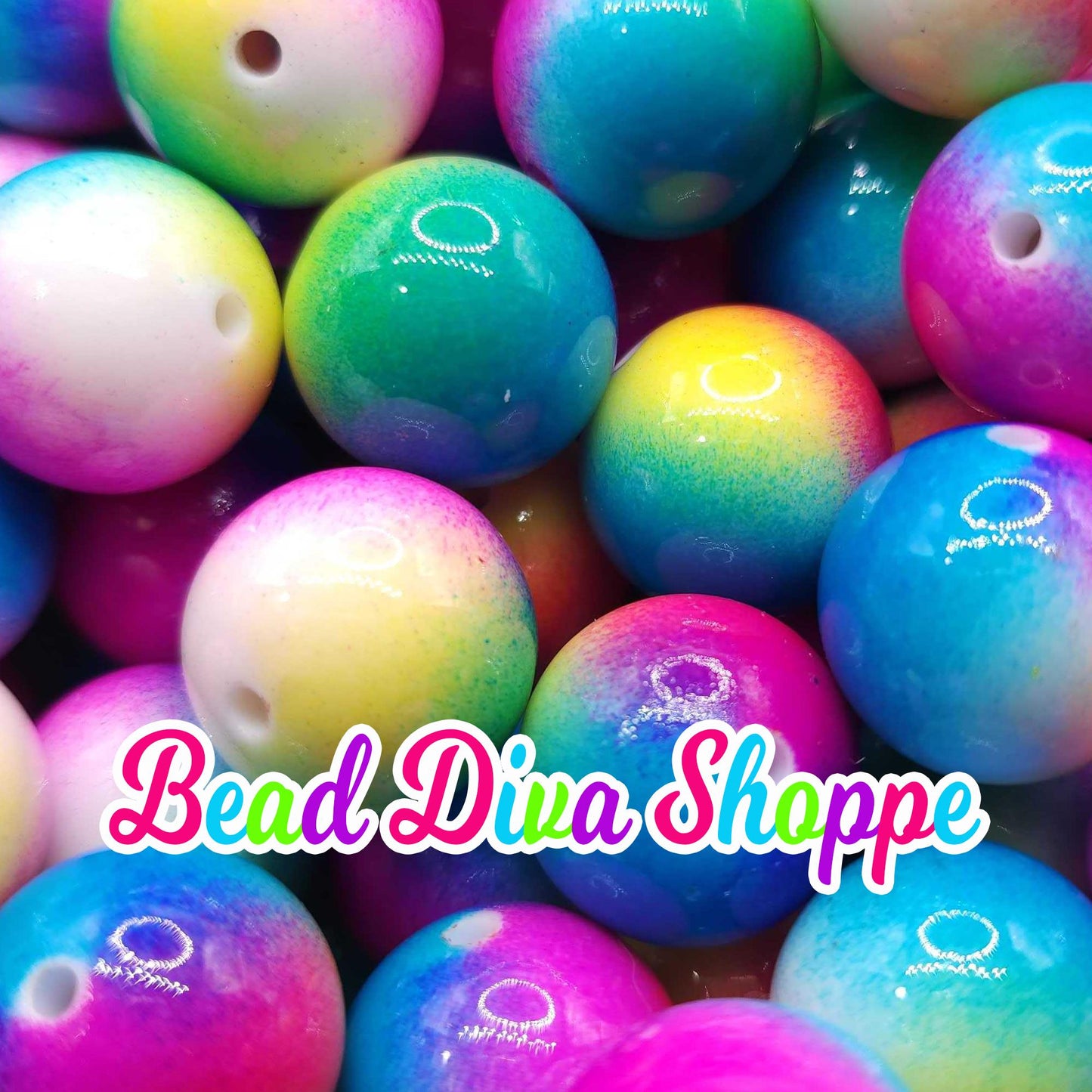 20mm - GRADUAL RAINBOW Acrylic Beads- Bubblegum - Round Acrylic Beads for Diy and Jewelry Making Supplies