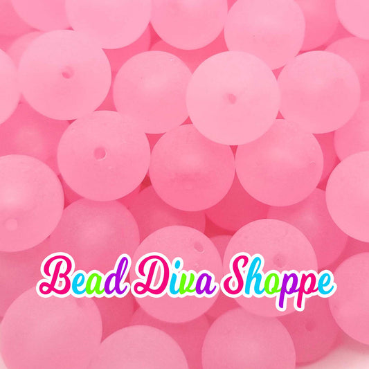 20mm - PINK - Transparent Matte Solid Beads - Acrylic Beads for Diy - Jewelry Making Supplies - Keychains - Beaded Pens