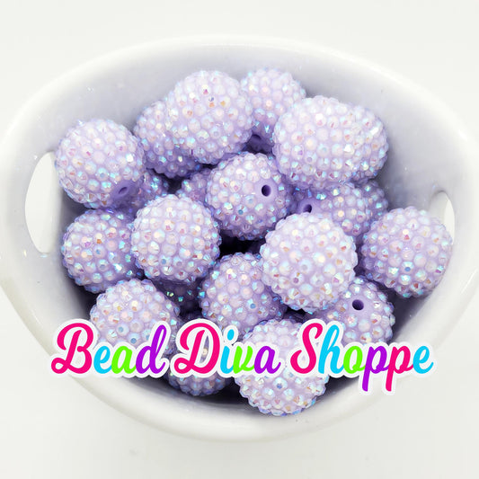 20mm - LIGHT PURPLE AB - Rhinestone Beads - Bubblegum - Chunky - Round Acrylic Beads for Diy and Jewelry Making Supplies
