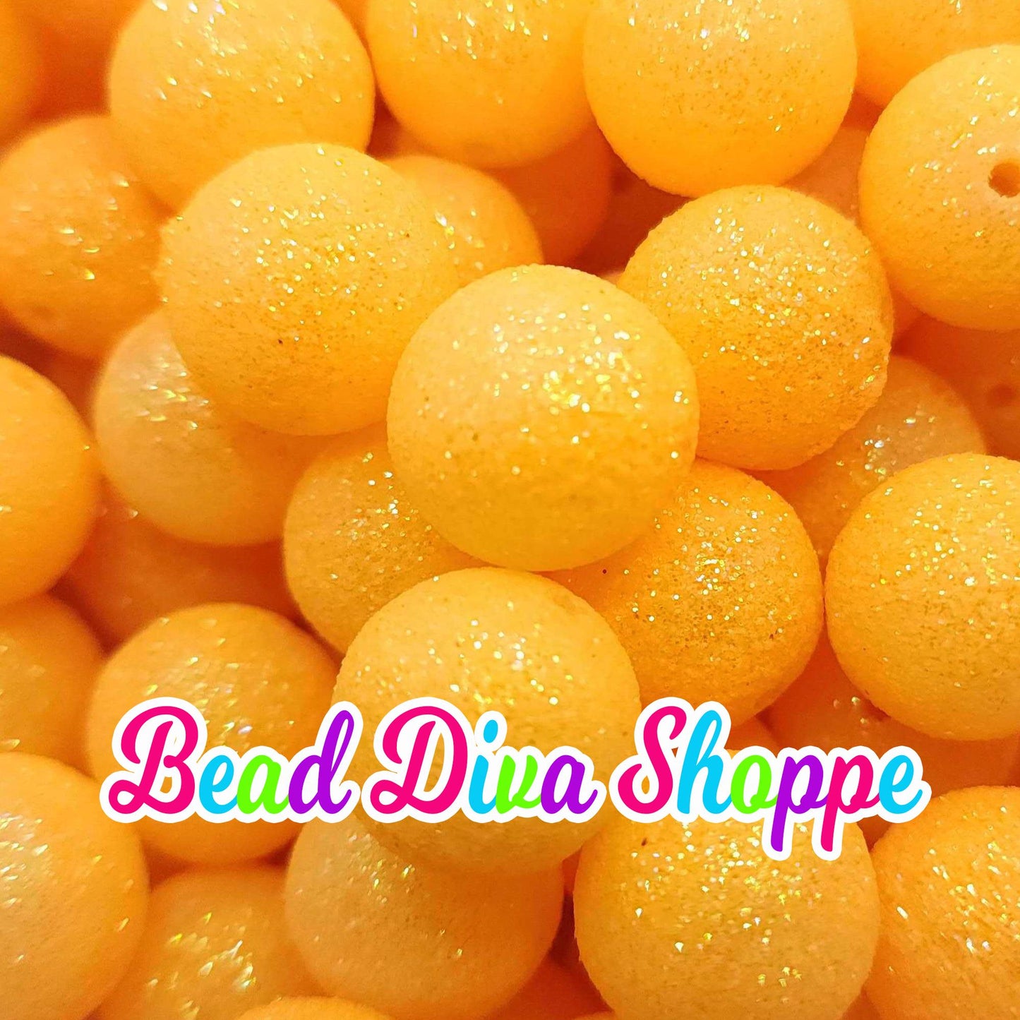 20mm - ORANGE GLITTER DUST Ab Beads - Acrylic Beads for Diy - Jewelry Making Supplies - Keychains - Beaded Pens