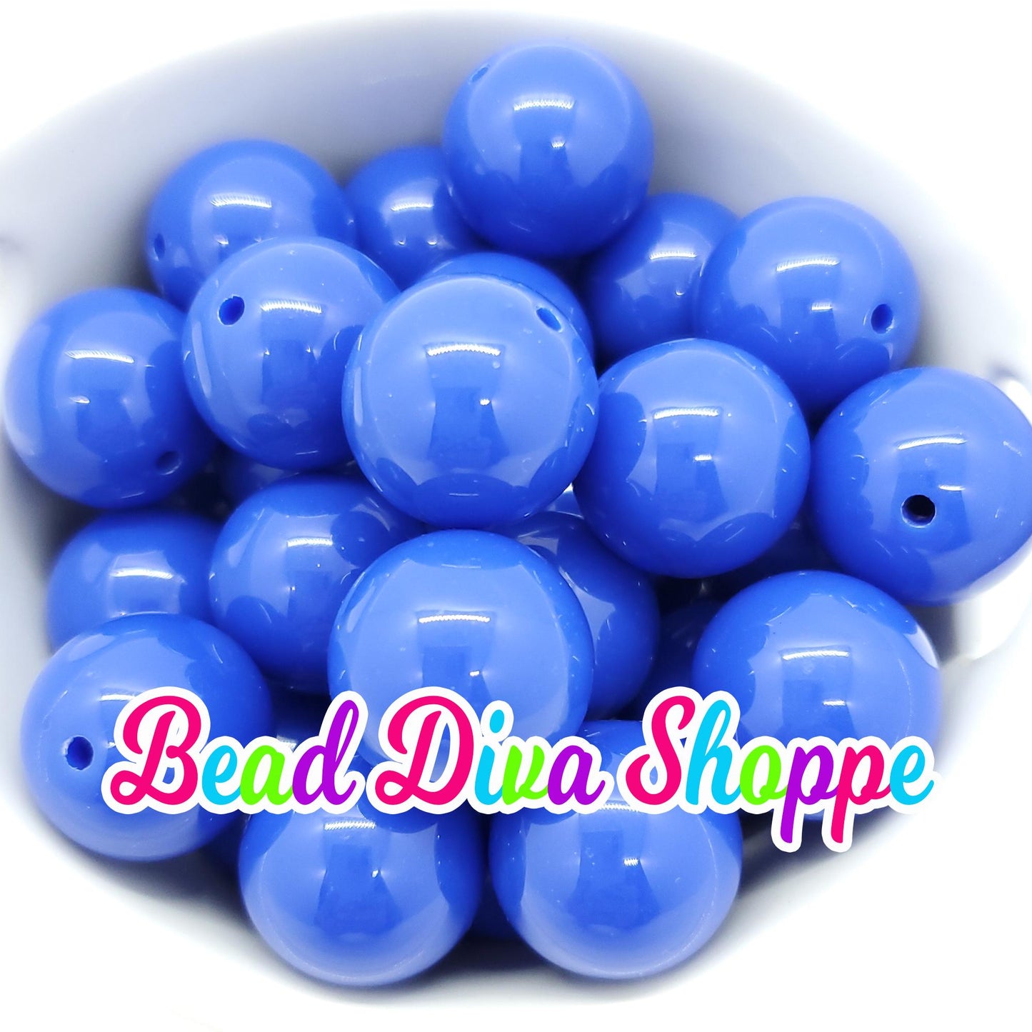 20mm- BRIGHT BLUE Solid Beads - Bubblegum - Round Acrylic Beads for Diy and Jewelry Making Supplies