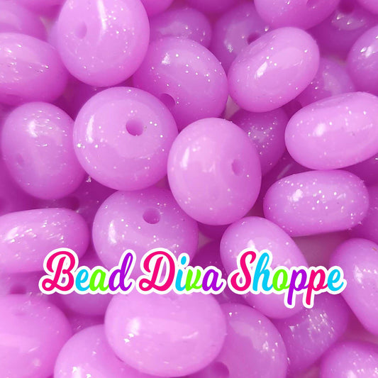 Set of 10 - PURPLE CONFETTI - 14mm Silicone Abacus Beads - Diy Jewelry Making - Beaded Pens - Keychains - Bracelets