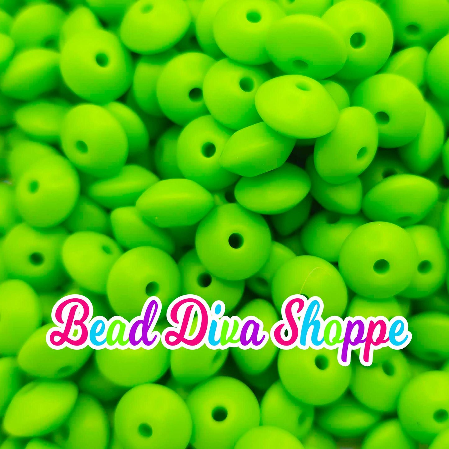 Set of 20 - APPLE GREEN - 12mm Silicone Lentil Beads - DIY Jewelry Making - Beaded Pens - Keychains - Bracelets