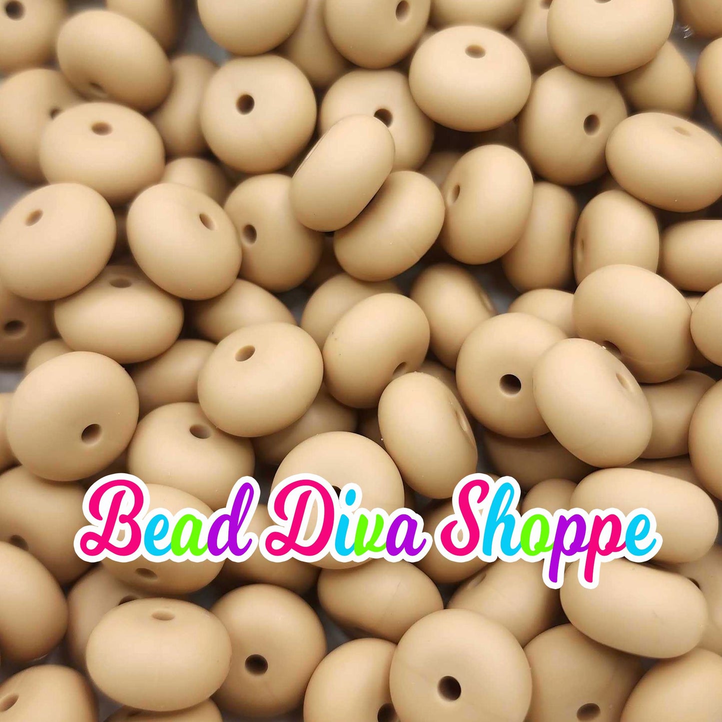 14mm - Set of 10 - OATMEAL - Abacus Rondelle Round Loose Spacer Beads