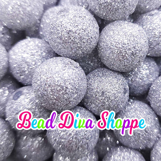 20mm - SILVER GLITTER DUST Beads - Acrylic Beads for Diy - Jewelry Making Supplies - Keychains - Beaded Pens