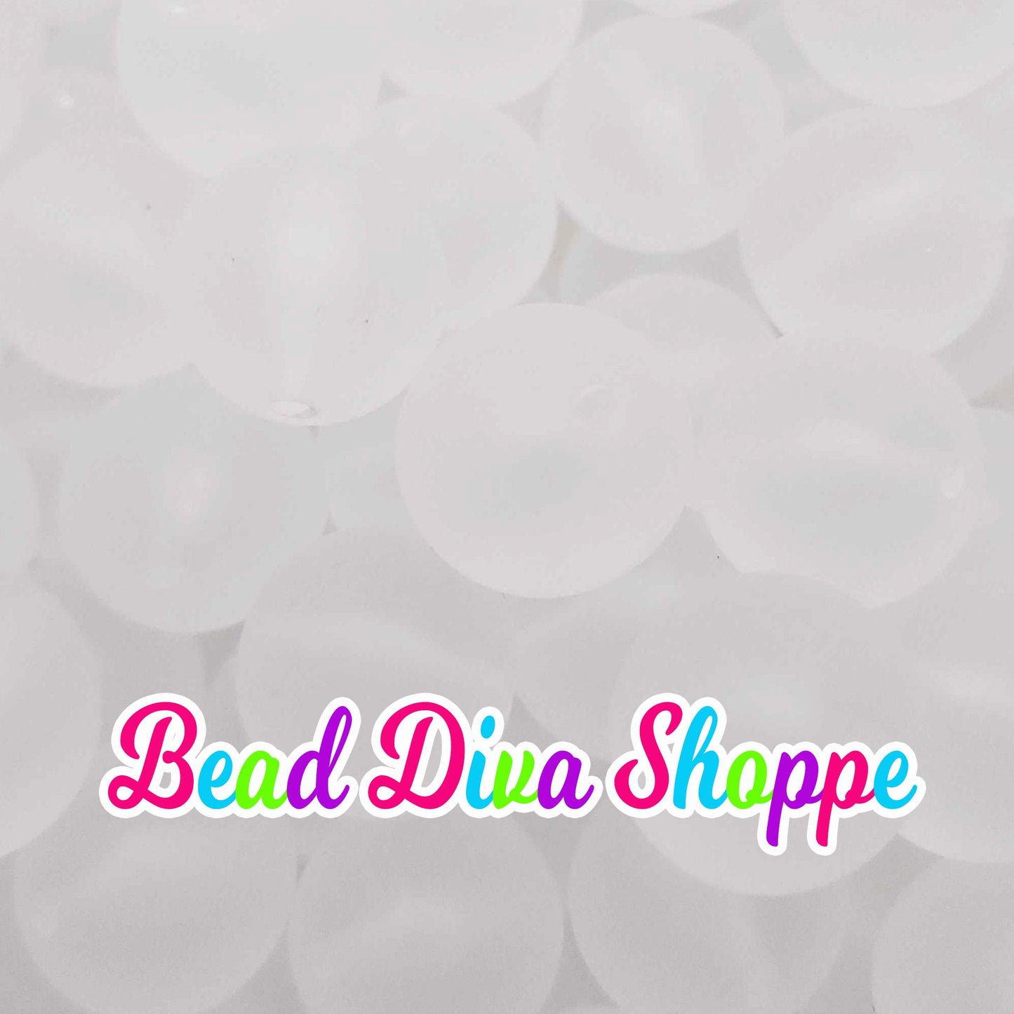 20mm - WHITE - Transparent Matte Solid Beads - Acrylic Beads for Diy - Jewelry Making Supplies - Keychains - Beaded Pens