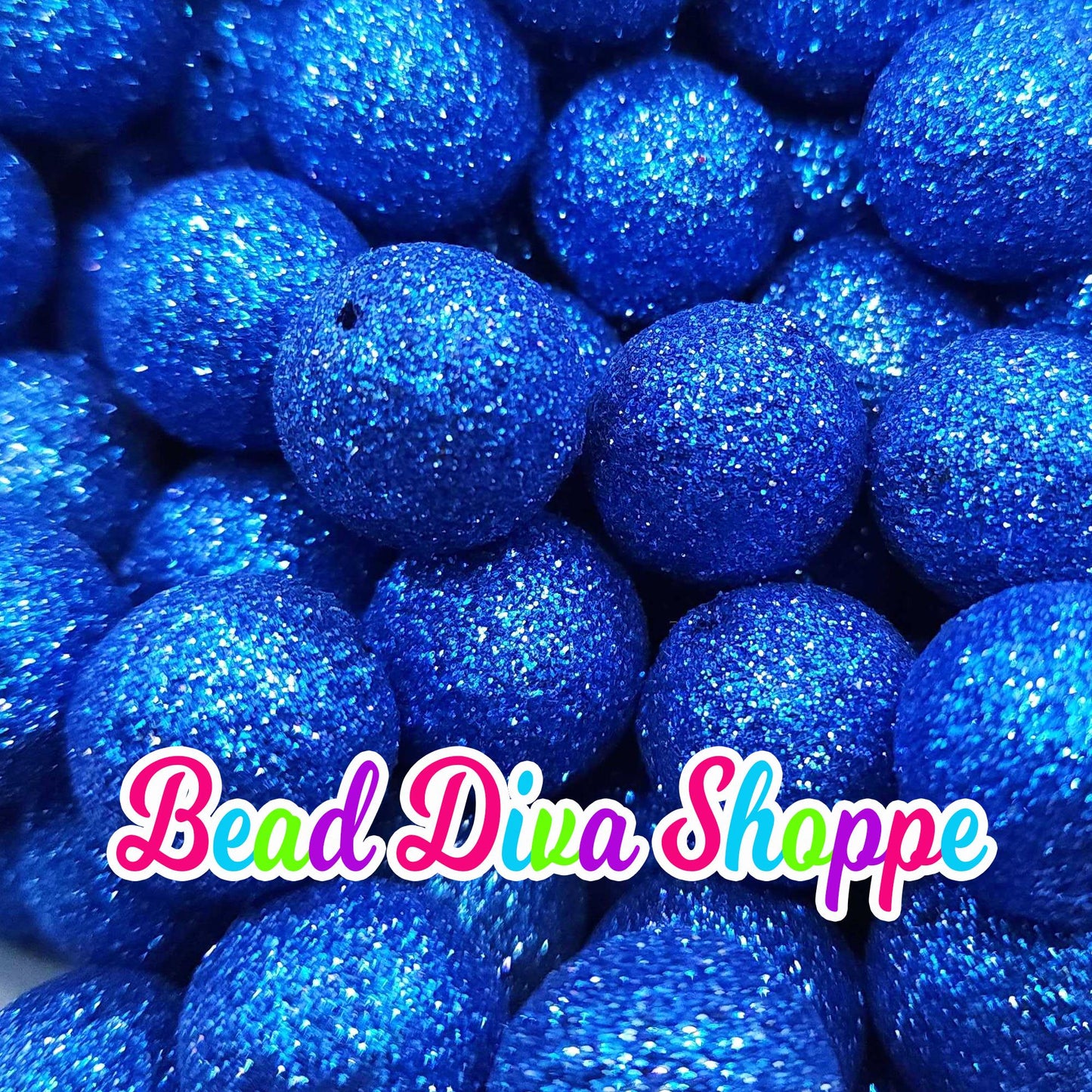 20mm - BLUE GLITTER DUST Beads - Acrylic Beads for Diy - Jewelry Making Supplies - Keychains - Beaded Pens