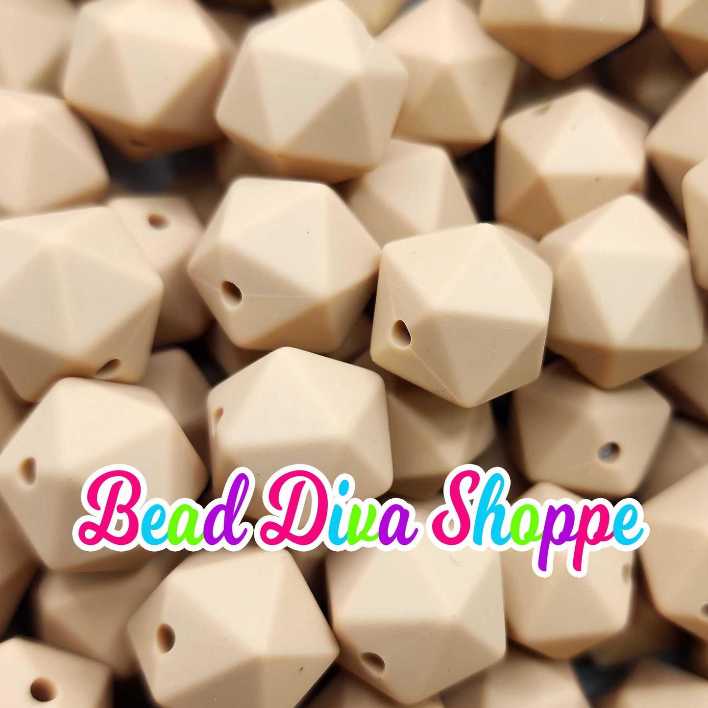 Set of 10 - 14mm - OATMEAL HEX - Silicone Beads - for Diy and Jewelry Making Supplies