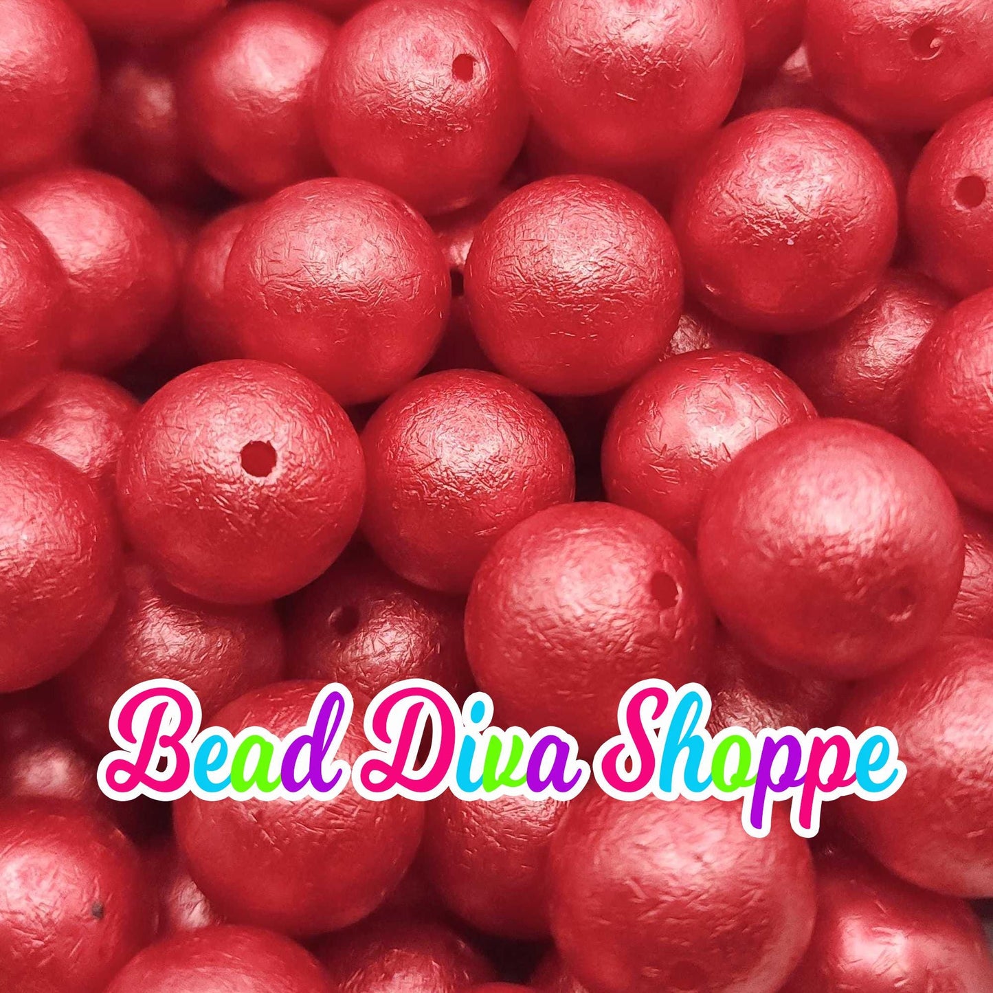 20mm - MEDIUM RED - Wrinkle beads - Bubblegum - Round Acrylic Beads for Diy and Jewelry Making Supplies