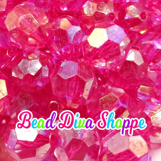 20mm - HOT PINK AB- Faceted Beads - Transparent Faceted Rondelle Beads for Diy and Jewelry Making Supplies