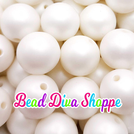 20mm - WHITE MATTE PEARL - Chunky Bubblegum Beads - Round Acrylic Beads for Diy and Jewelry Making Supplies
