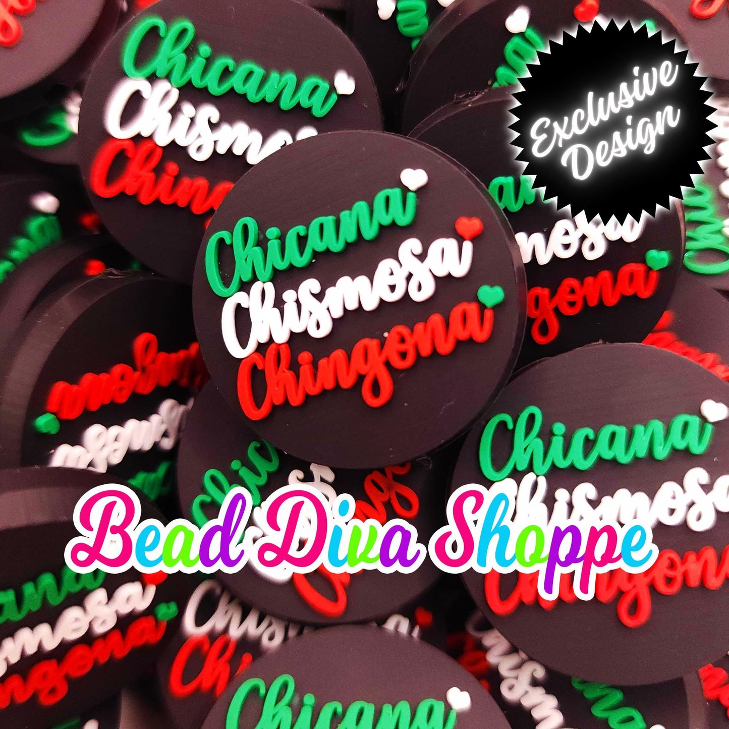 EXCLUSIVE - Set of 2 - 30mm - CHICANA CHISMOSA Chingona- Focal Beads - Diy Jewelry Making - Beaded Pens - Keychains - Bracelets