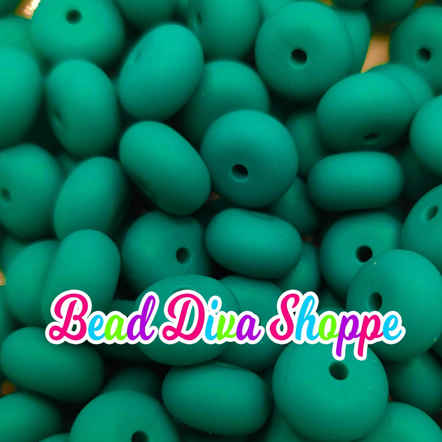 Set of 10 - DARK GREEN - 14mm Silicone Abacus Beads - DIY Jewelry Making - Beaded Pens - Keychains - Bracelets
