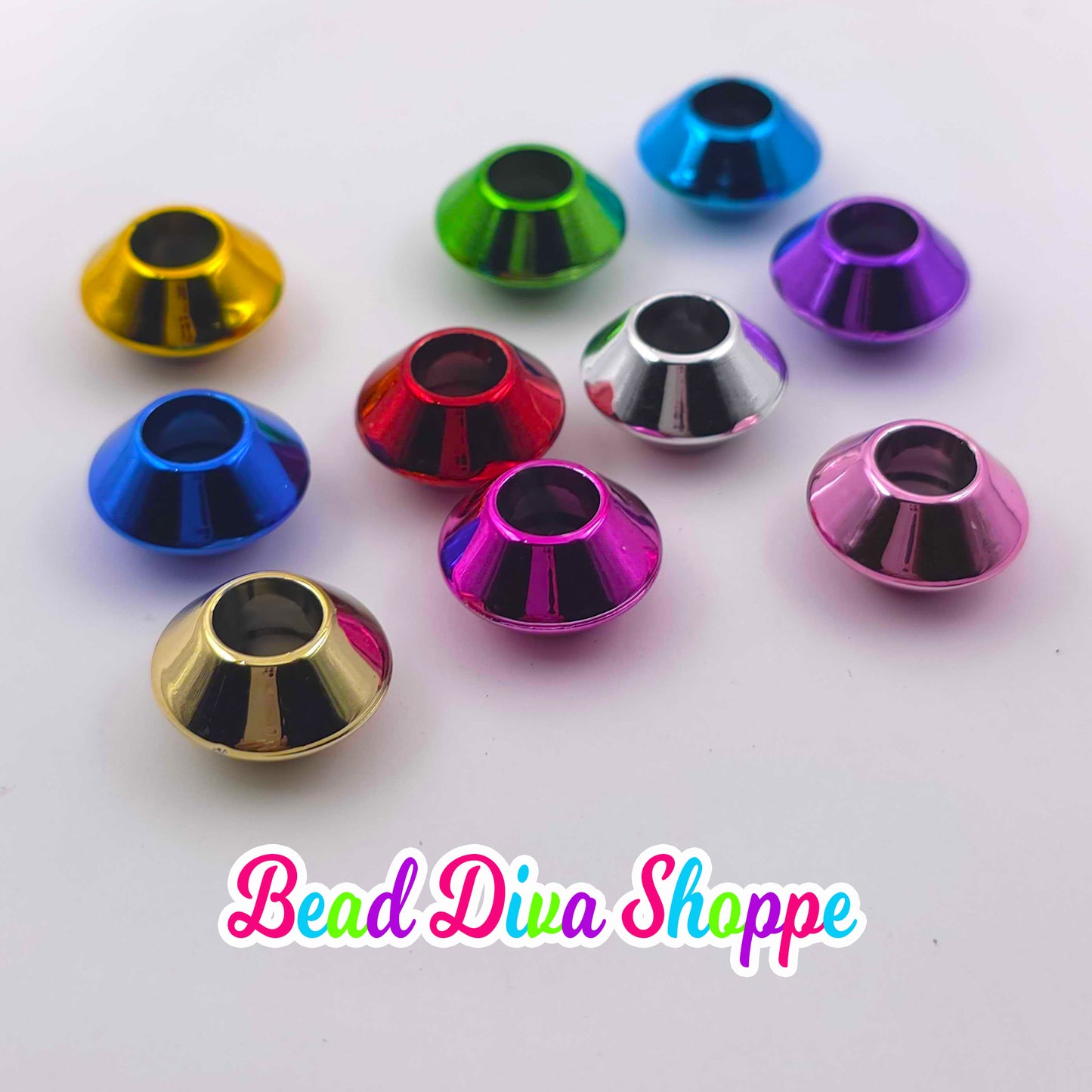 Set of 12 - 16mmx9mm - FLYWHEEL Spacer Beads - Acrylic Beads for DIY and Jewelry Making Supplies