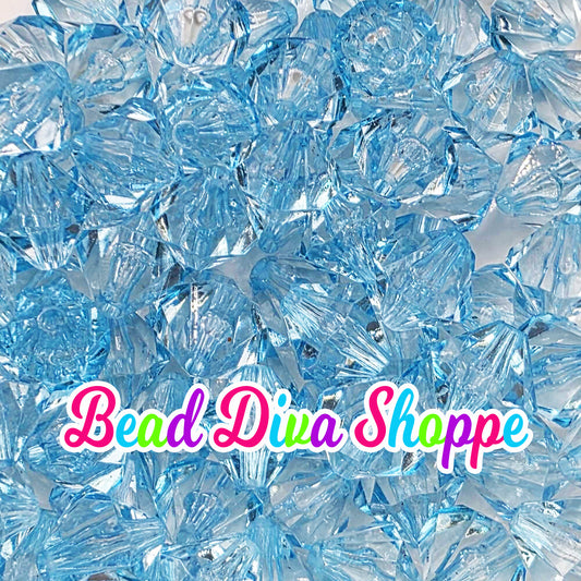 Set of 10 - 14mm - BLUE - Transparent Faceted BICONE Beads for Diy and Jewelry Making Supplies