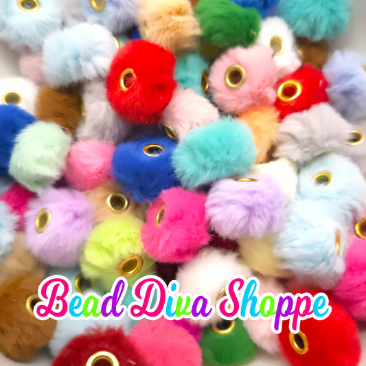 Set of 10 - 25mm - MIX - FUZZY PUFF - Spacer Beads - Diy Jewelry Making - Beaded Pens - Keychains - Bracelets