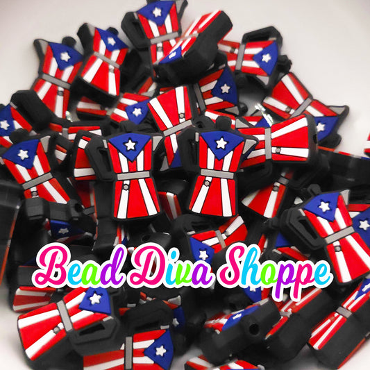 Set of 2 - 30mm x 24mm - PUERTO RICO Coffee Pot - Focal Beads - DIY Jewelry Making - Beaded Pens - Keychains - Bracelets
