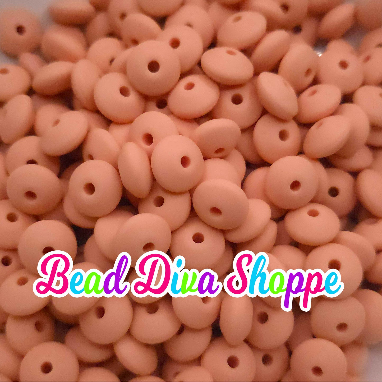 Set of 20 - PEACH- 12mm Silicone Lentil Beads - DIY Jewelry Making - Beaded Pens - Keychains - Bracelets