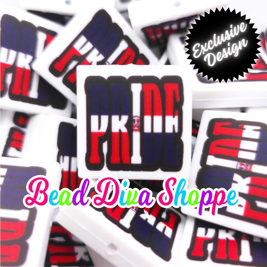 EXCLUSIVE - Set of 2 - 28mmX28mm - DOMINICAN PRIDE - Focal Beads - Diy Jewelry Making - Beaded Pens - Keychains - Bracelets