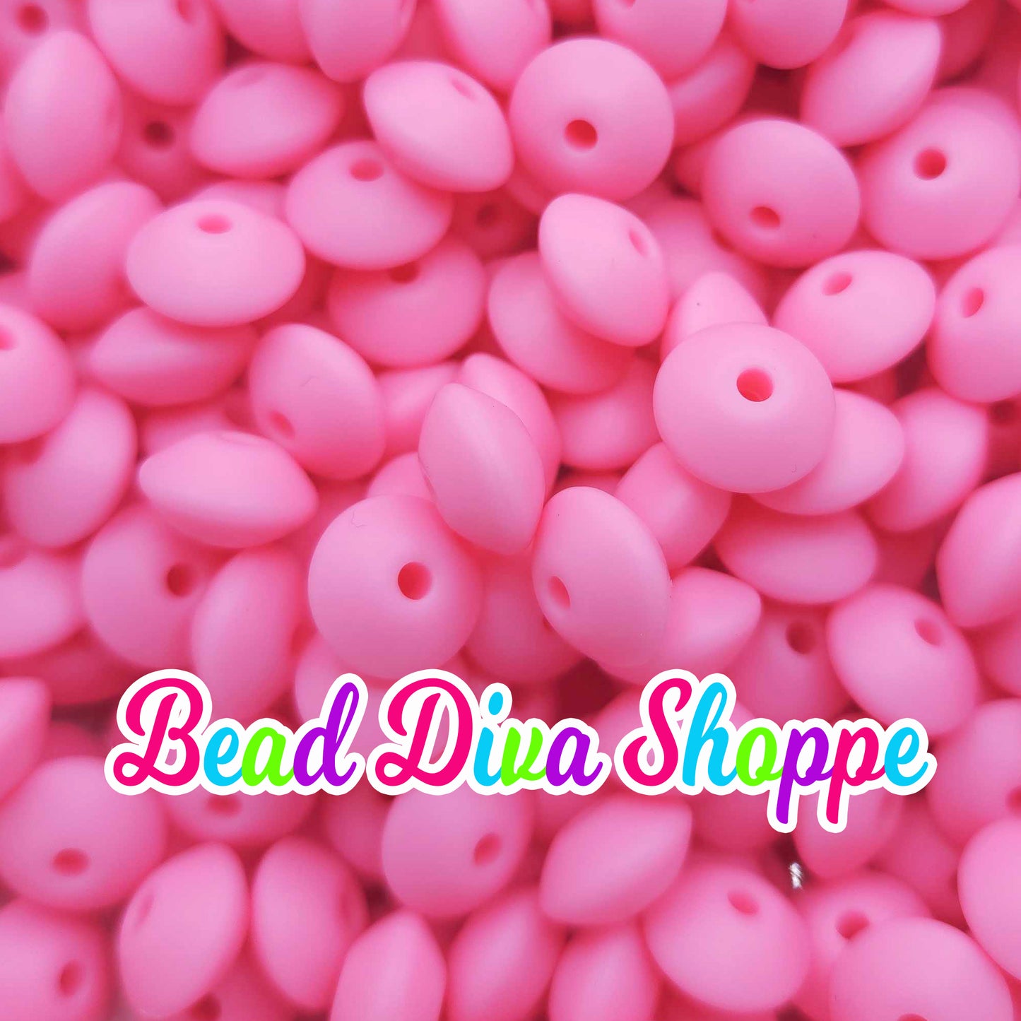 Set of 20 - PINK - 12mm Silicone Lentil Beads - DIY Jewelry Making - Beaded Pens - Keychains - Bracelets