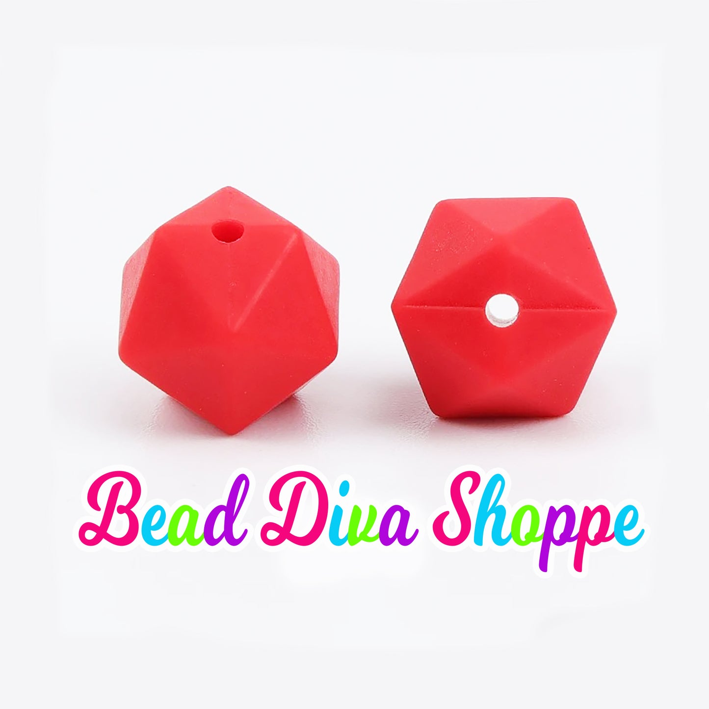 Set of 10 - 14mm - SCARLETT RED HEX - Silicone Beads - for Diy and Jewelry Making Supplies