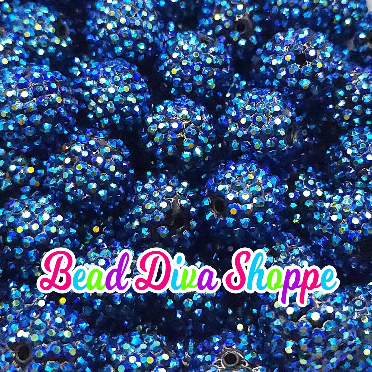 20mm- BLUE / PURPLISH AB - Rhinestone Chunky Beads - Bubblegum - Round Acrylic Beads for dIY and Jewelry Making Supplies