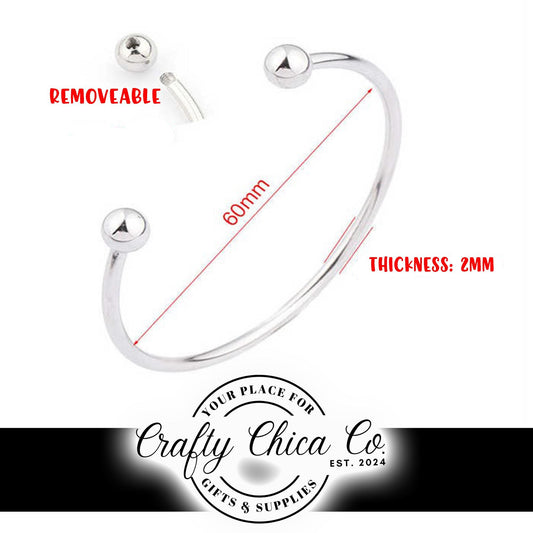 60mm - 3 Colors to Choose from - ROSEGOLD / SILVER / GOLD Beadable Bangle Bracelets - Diy Jewelry Making - Gifts