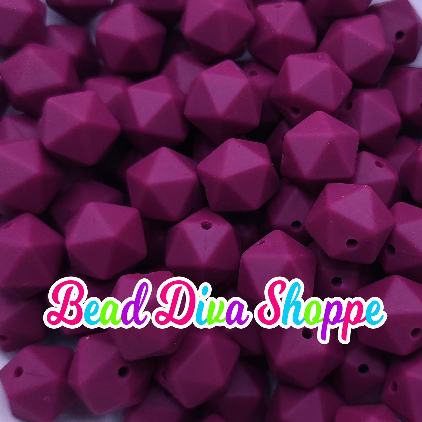 Set of 10 - 14mm - BURGUNDY HEX - Silicone Beads - for Diy and Jewelry Making Supplies